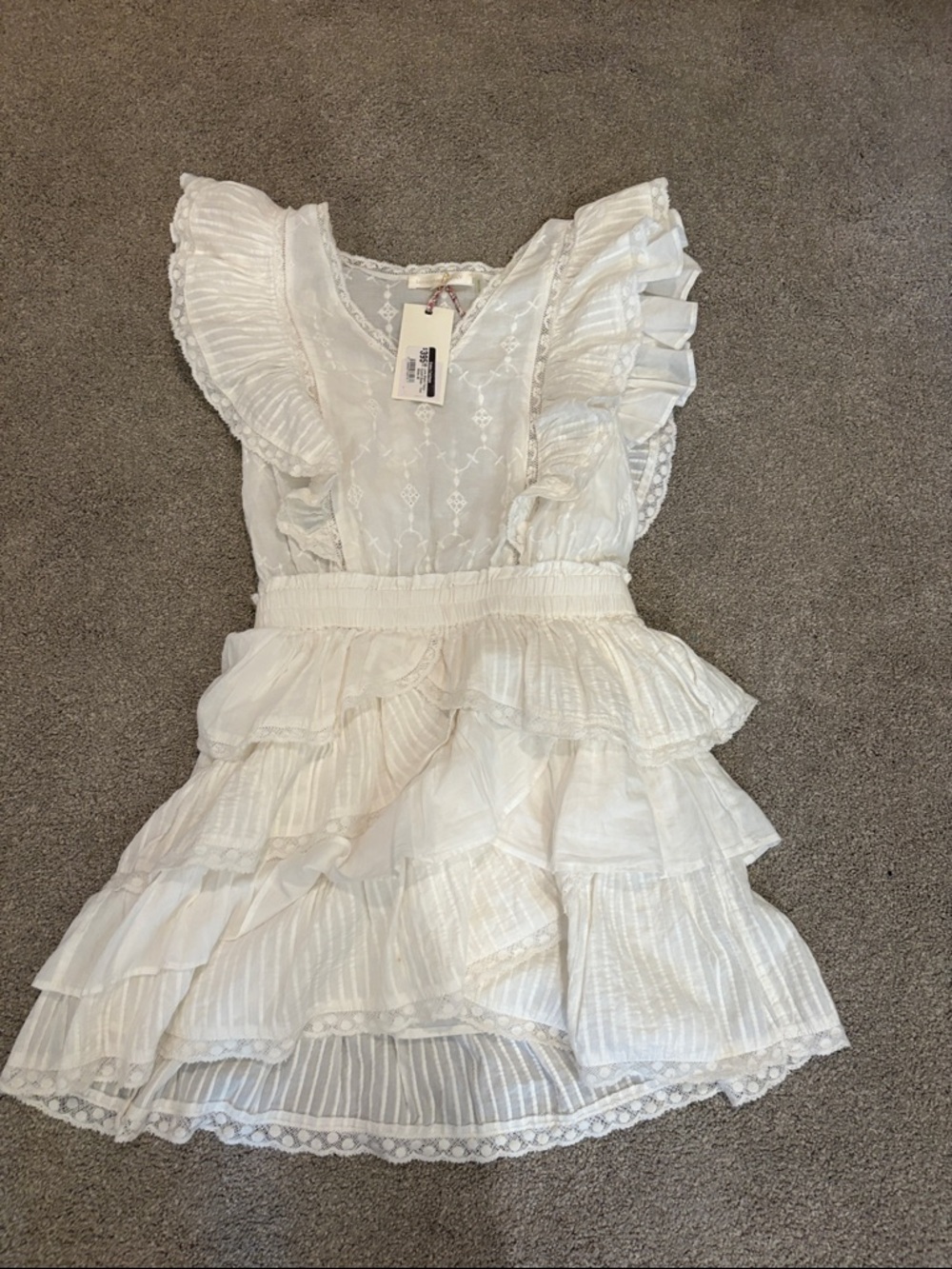 Elegant White Ruffle Tiered Women’s Dress